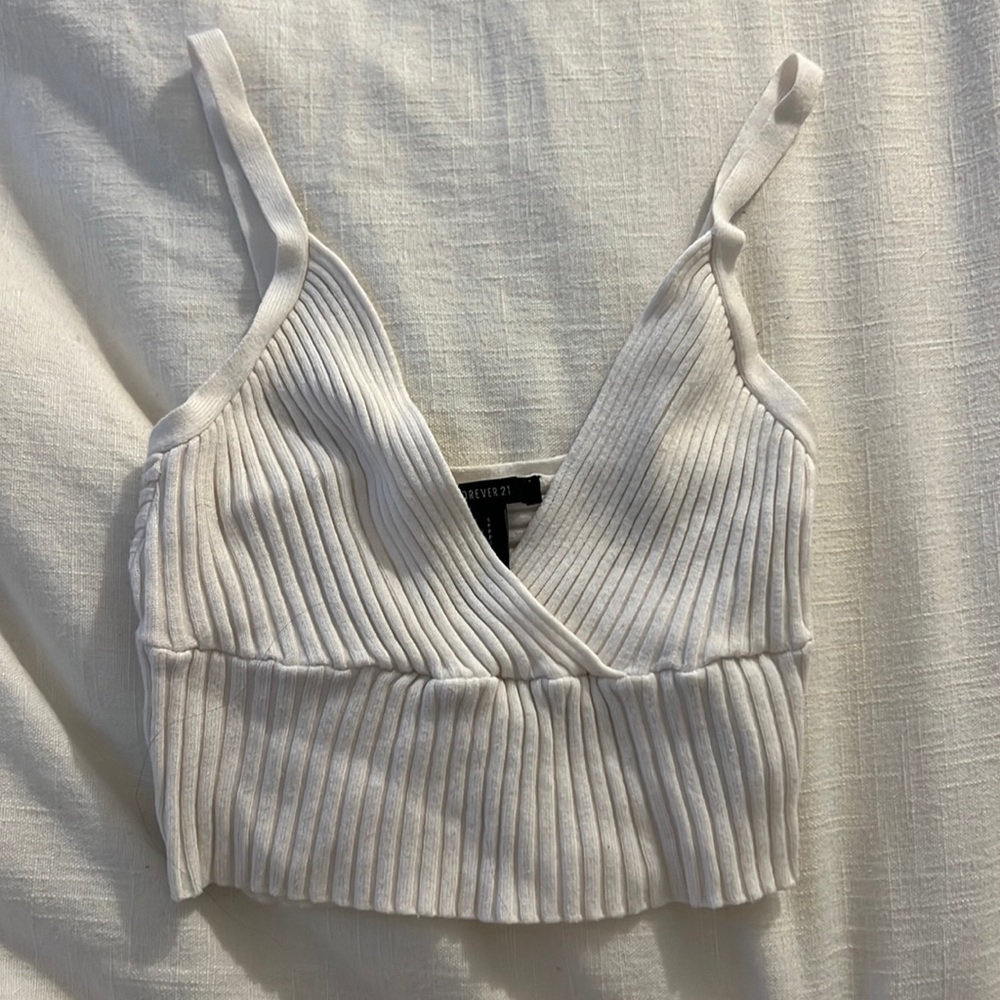 Forever 21 White Knit Crop Top